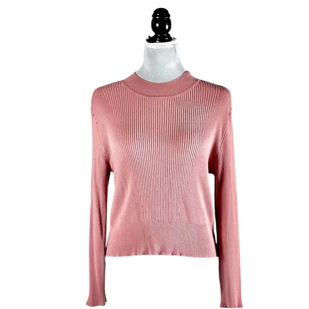 Soho New York & Company Jeans Pink Ribbed Mock Neck Sweater Pullover – Size L